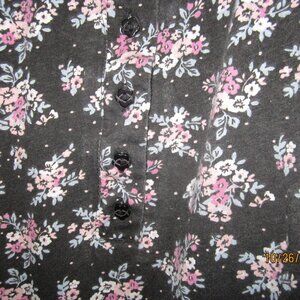 Dreams & Co Ruffled Cotton Gown Floral Print Black With Flowers